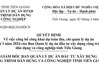 Quyết định về việc công bố công khai dự toán thu, chi quản lý dự án Quý I năm 2024 của Ban Quản lý dự án đầu tư xây dựng công trình dân dụng và công nghiệp tỉnh Tiền Giang